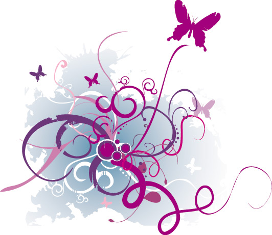 Цветы, бабочки, узоры, листья