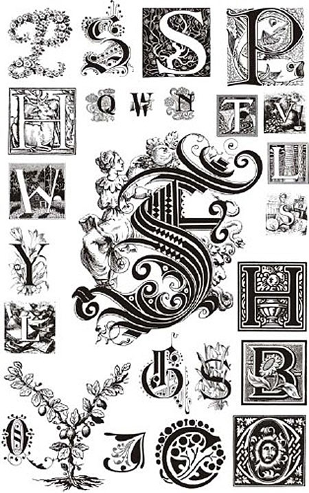 Буквица, орнамент, шрифт, буквы, буквицы